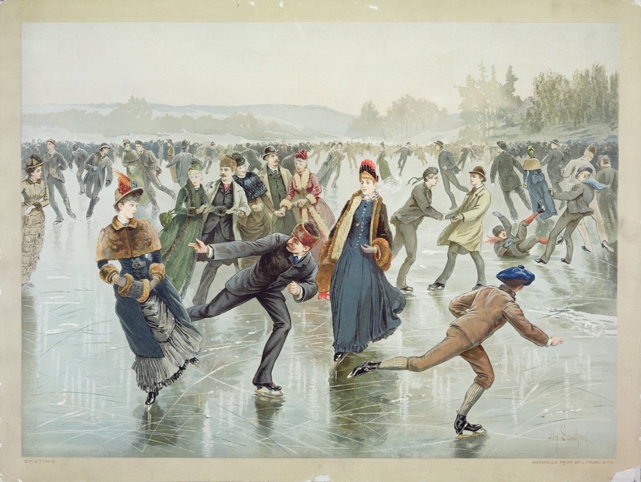 Skating, utgiven av L. Prang och Co. av Henry Sandham