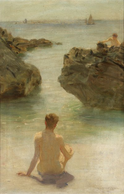  Boy on a beachn av Henry Scott Tuke