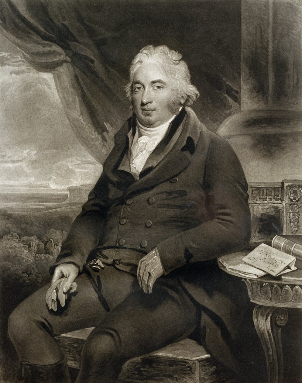 J. Fuller Esq, M.P., graverad av C. Turner, 1808 (mezzotint) av Henry Singleton