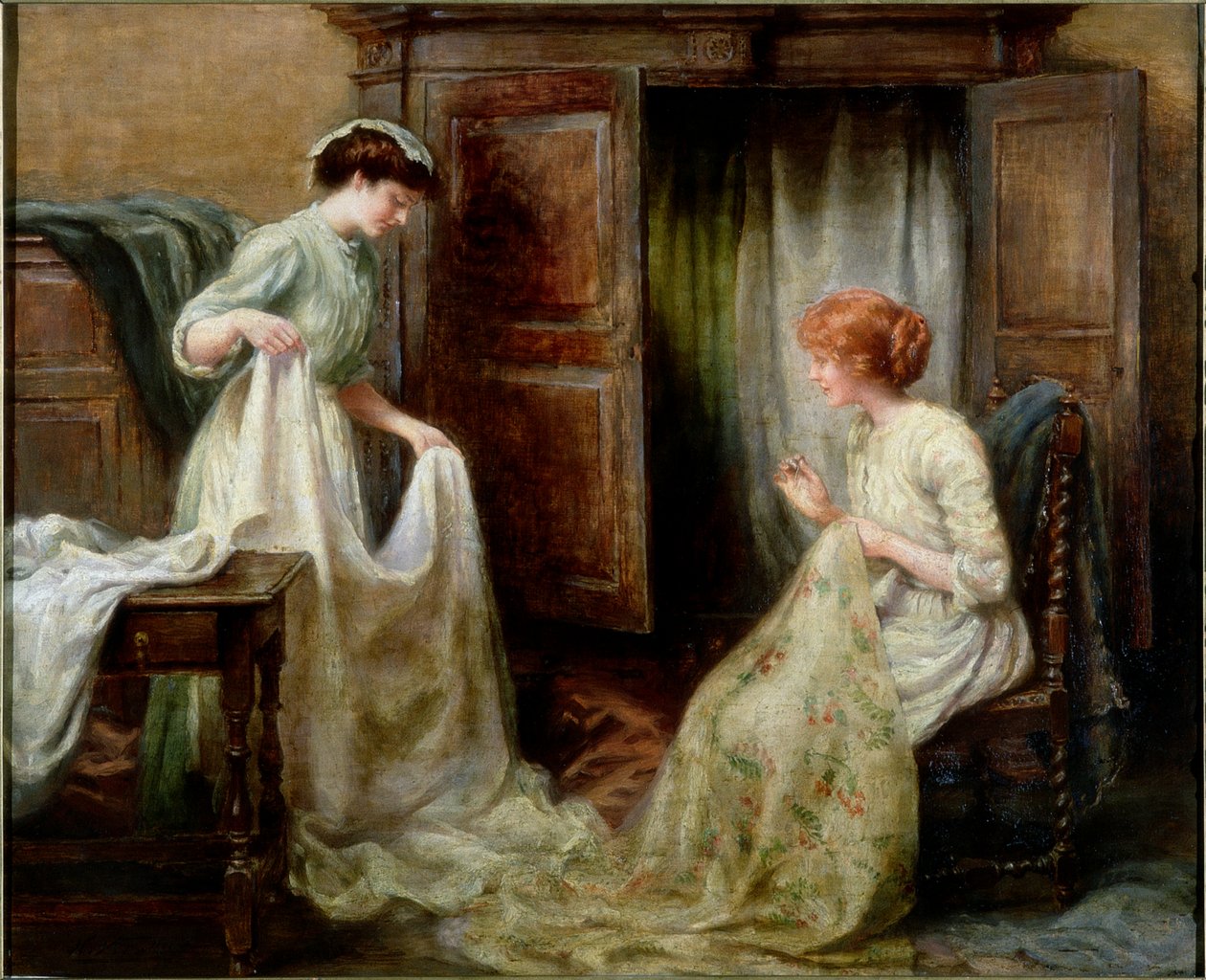 Linneskåpet, ca 1900 av Henry Straker