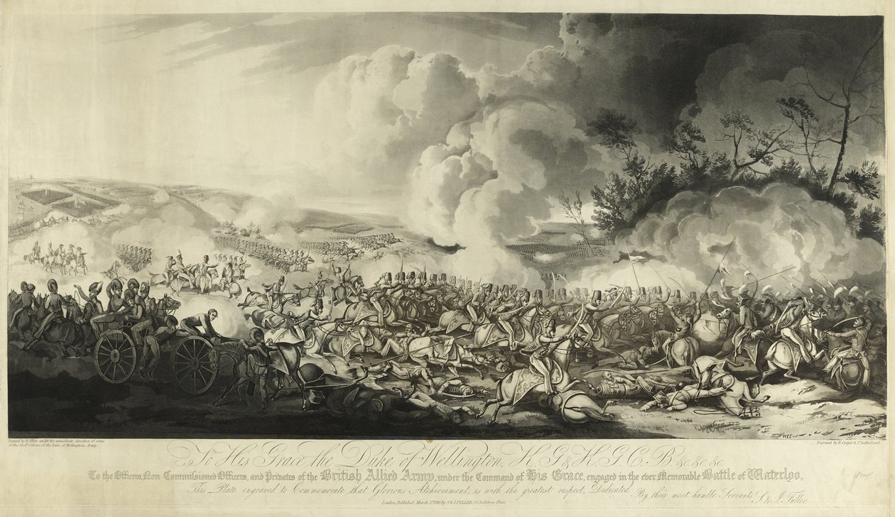 Slaget vid Waterloo, 1815, 1816 (akvatint) av Henry Thomas Alken