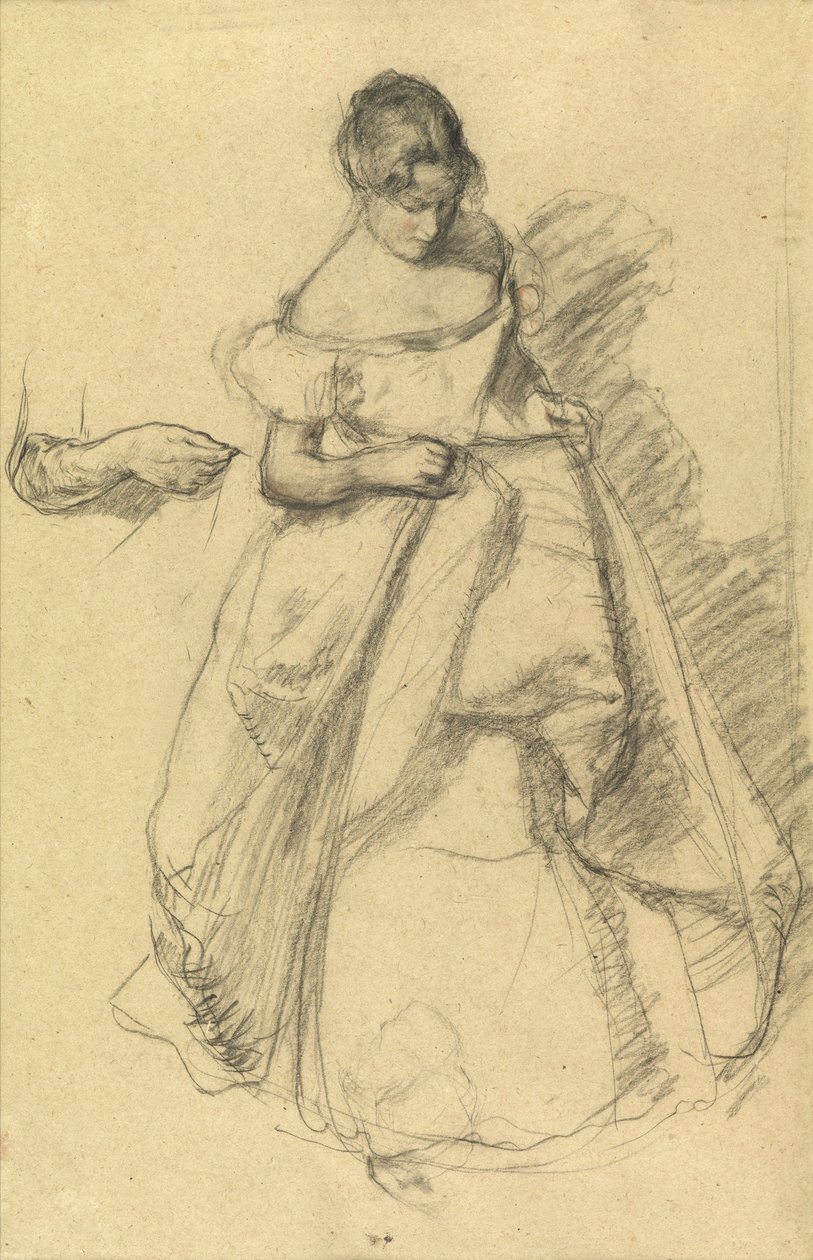 Studie av en flicka för "The Torn Gown" (krita på papper) av Henry Tonks