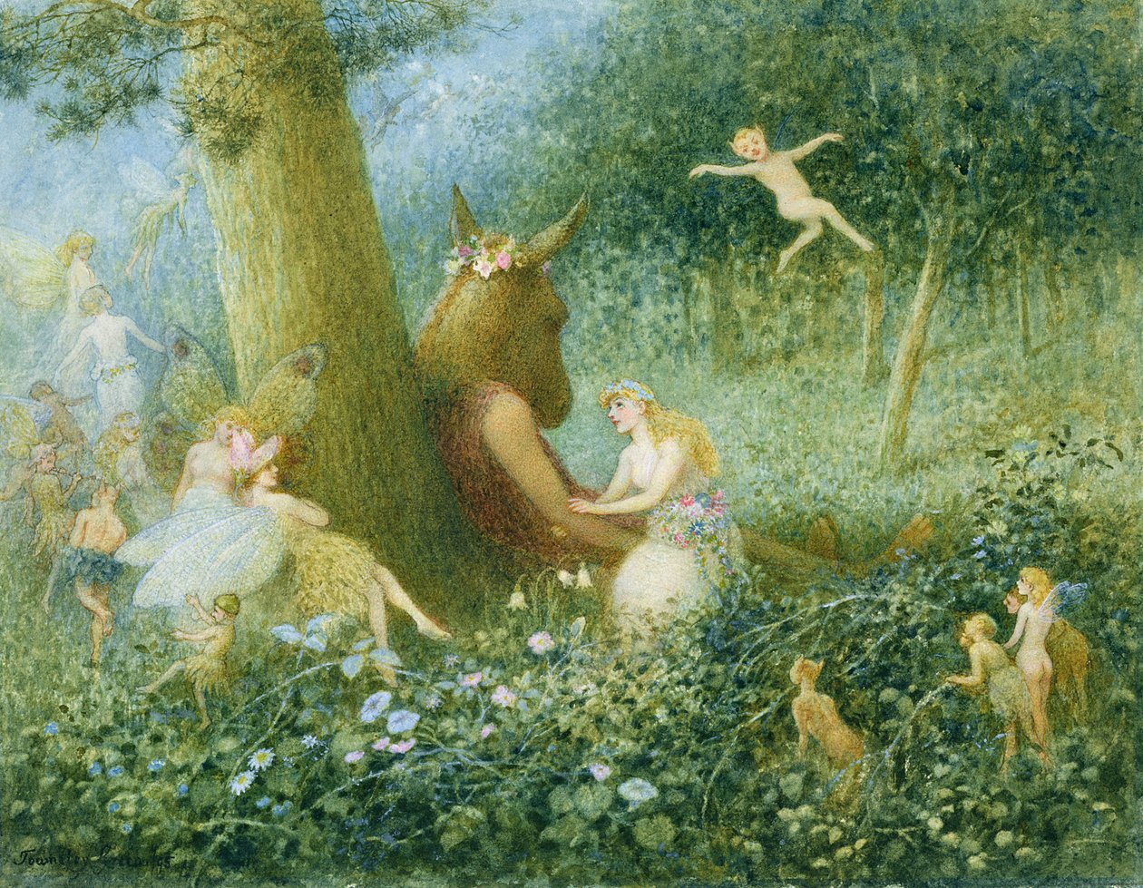 En midsommarnattsdröm, 1895 (wc med kroppsfärg på papper) av Henry Towneley Green