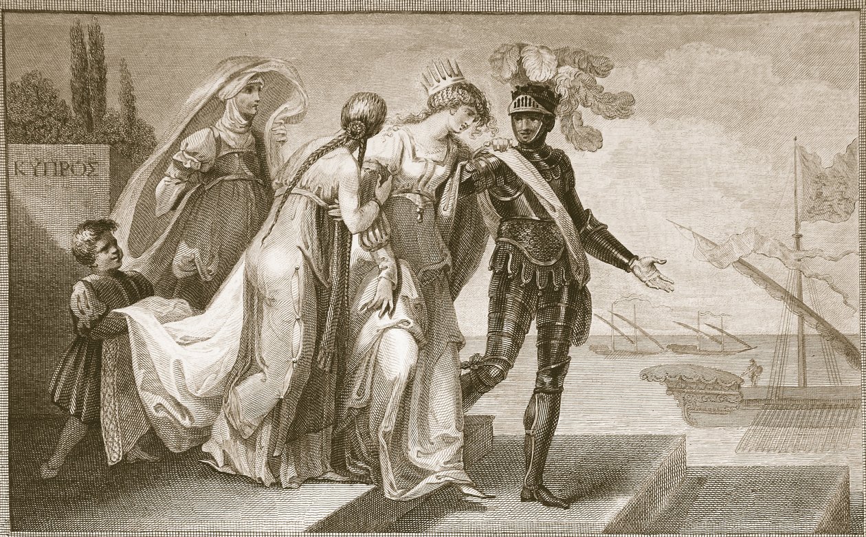 Richard I lämnar Cypern, graverad av J. Fittler, illustration från David Humes "The History of England", utgiven av R. Bowyer, London, 1812. av Henry Tresham