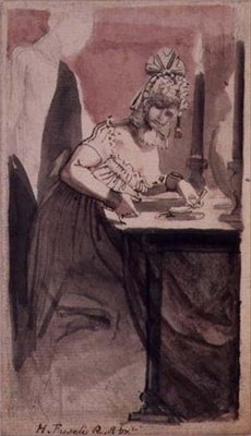 En kurtisan vid sitt toalettbord av Johann Heinrich Füssli