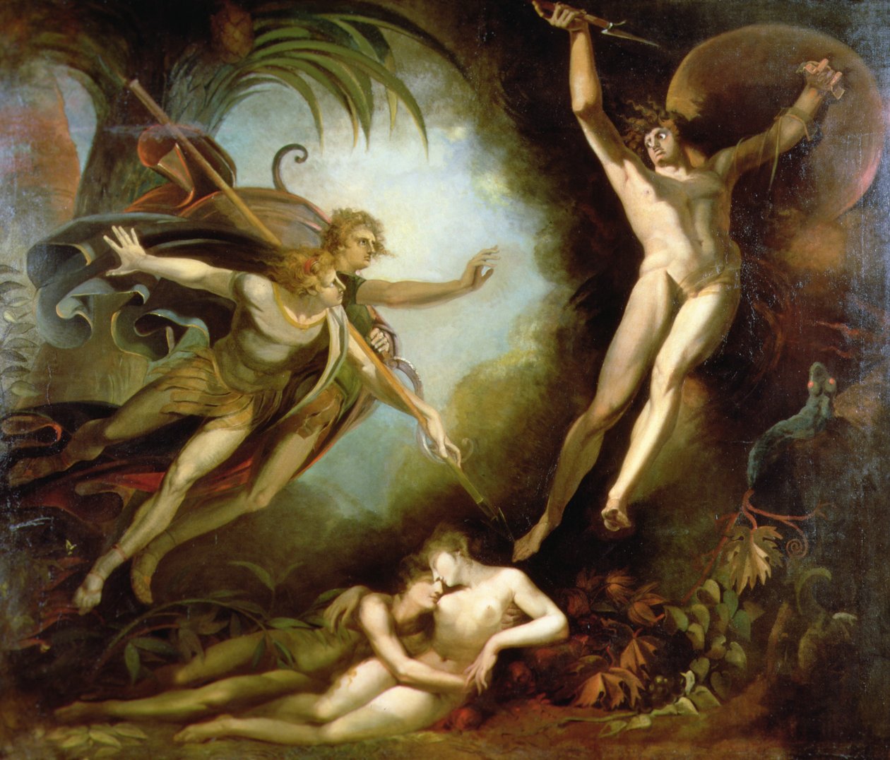 Satan börjar från beröringen av Ithuriels lans av Johann Heinrich Füssli
