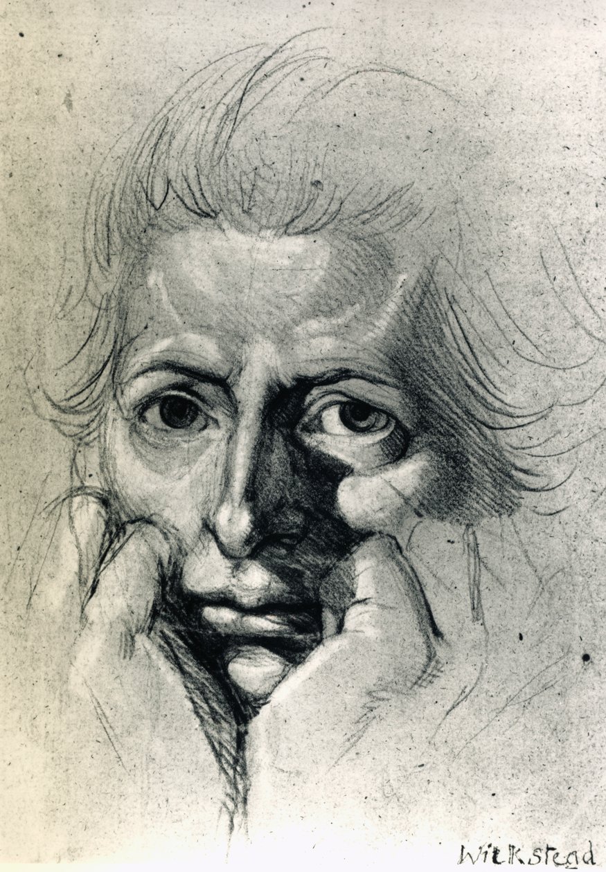 Studie för självporträtt, av Henry Fuseli (1741-1825), teckning. Schweiz av Johann Heinrich Füssli