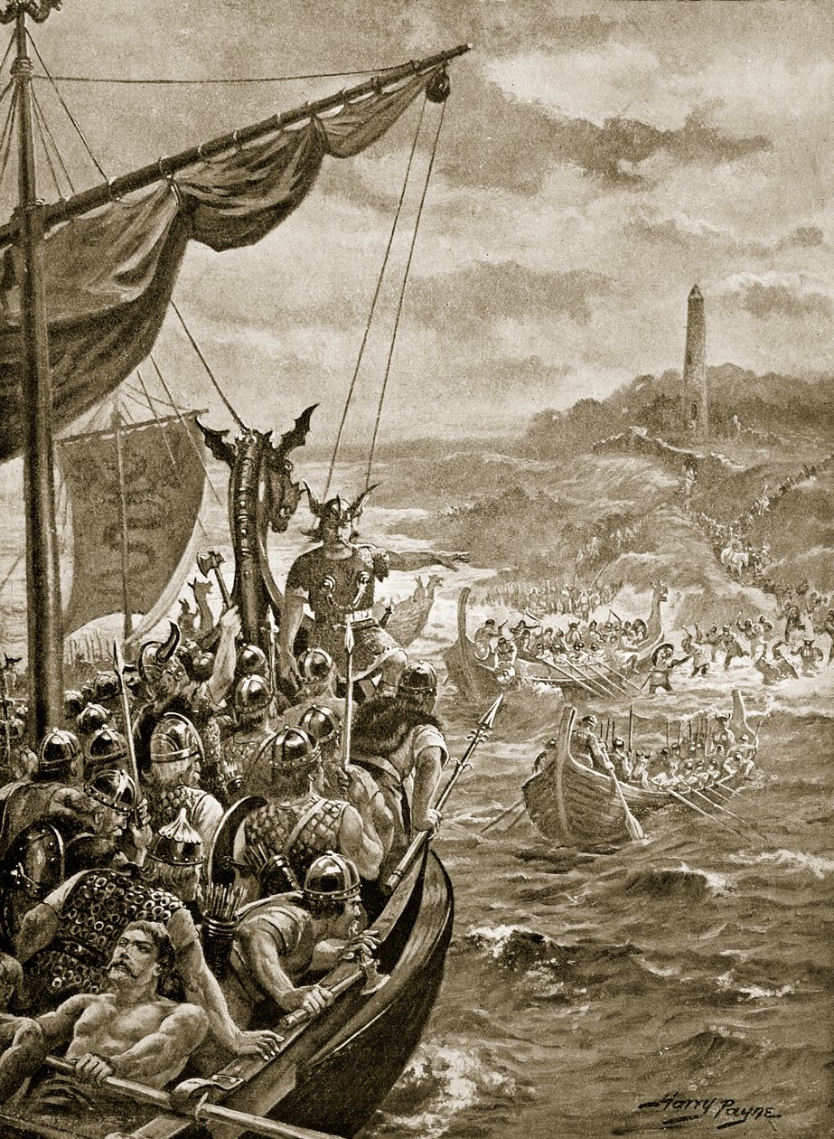 En attack av danskarna på Irland, illustration från 