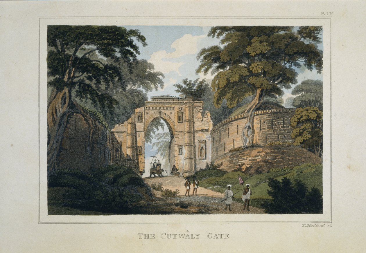Katwali-porten och "Kotwali Darwaza", ruinerna av Gour av Henry (after) Creighton
