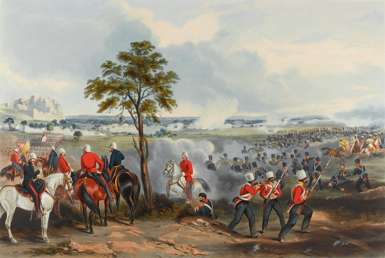 Slaget vid Goojerat, 21 februari 1849 (akvatint, färgad) av Henry (after) Martens