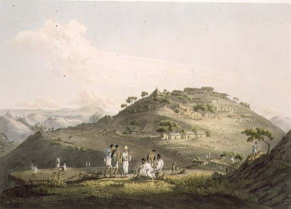 Staden Dixan i Abessinien, graverad av Daniel Havell (1785-1826) 1809 (akvatint) av Henry (after) Salt