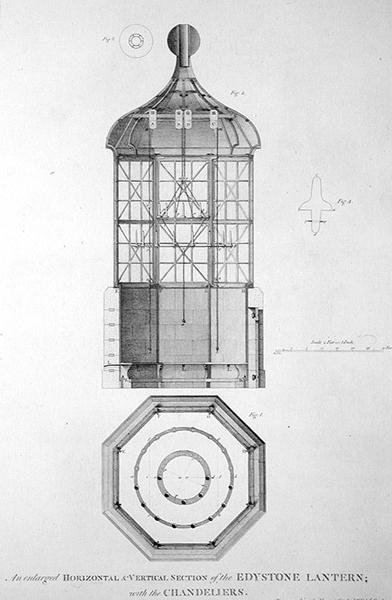 Eddystone Lighthouse graverad av Edward Rooker (ca 1712-74) av Henry (after) Winstanley