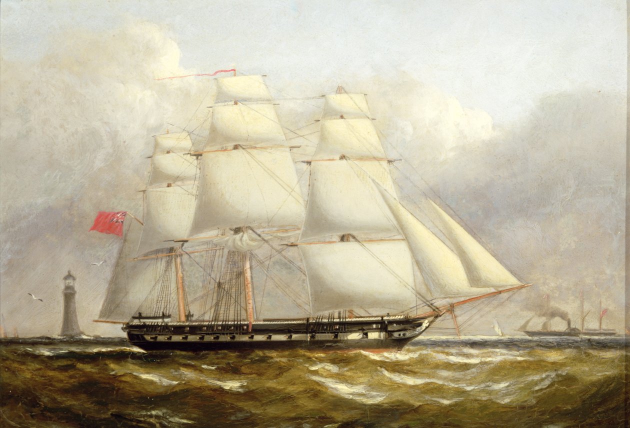 En fregatt utanför Eddystone-fyren av Henry A. Luscombe