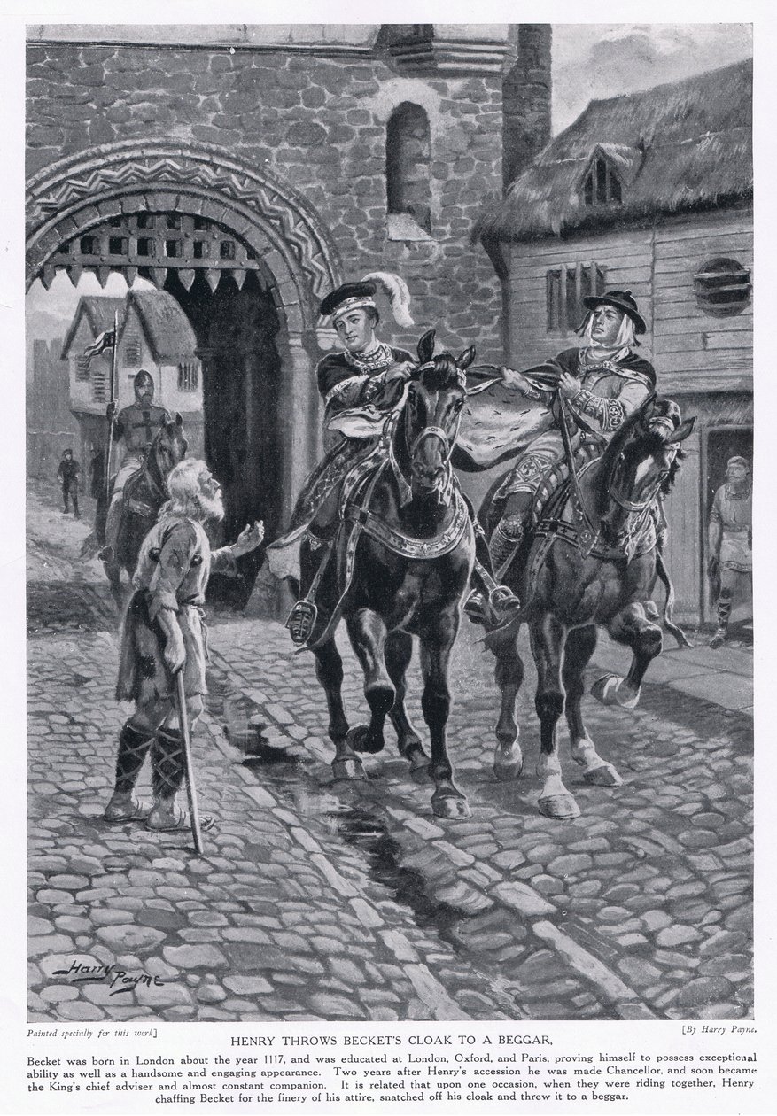 Henry kastar Beckets mantel till en tiggare AD1117, 1920-talet av Henry A. Payne