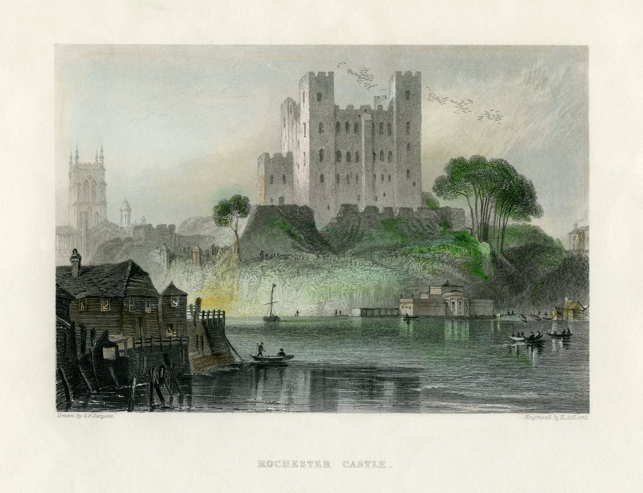 Rochester Castle, Kent, mitten av 1800-talet. av Henry Adlard