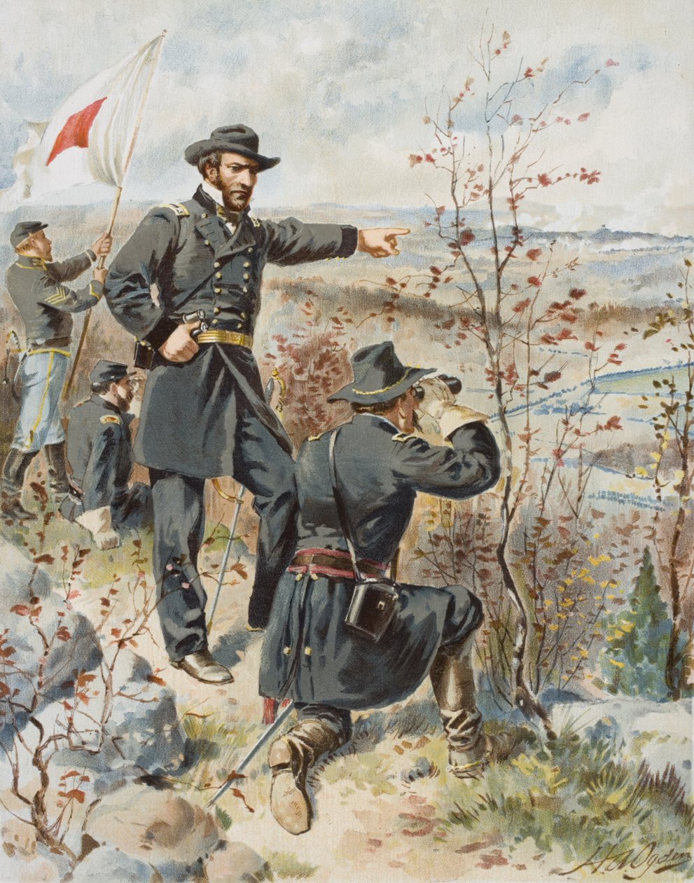 General Sherman vid Kenesaw Mountain under slaget vid Allatoona Pass, 4 oktober av Henry Alexander (after) Ogden