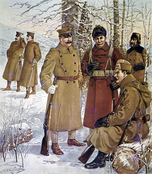 Vinteruniformer för den amerikanska armén 1901-07 (litho i färg) av Henry Alexander (after) Ogden
