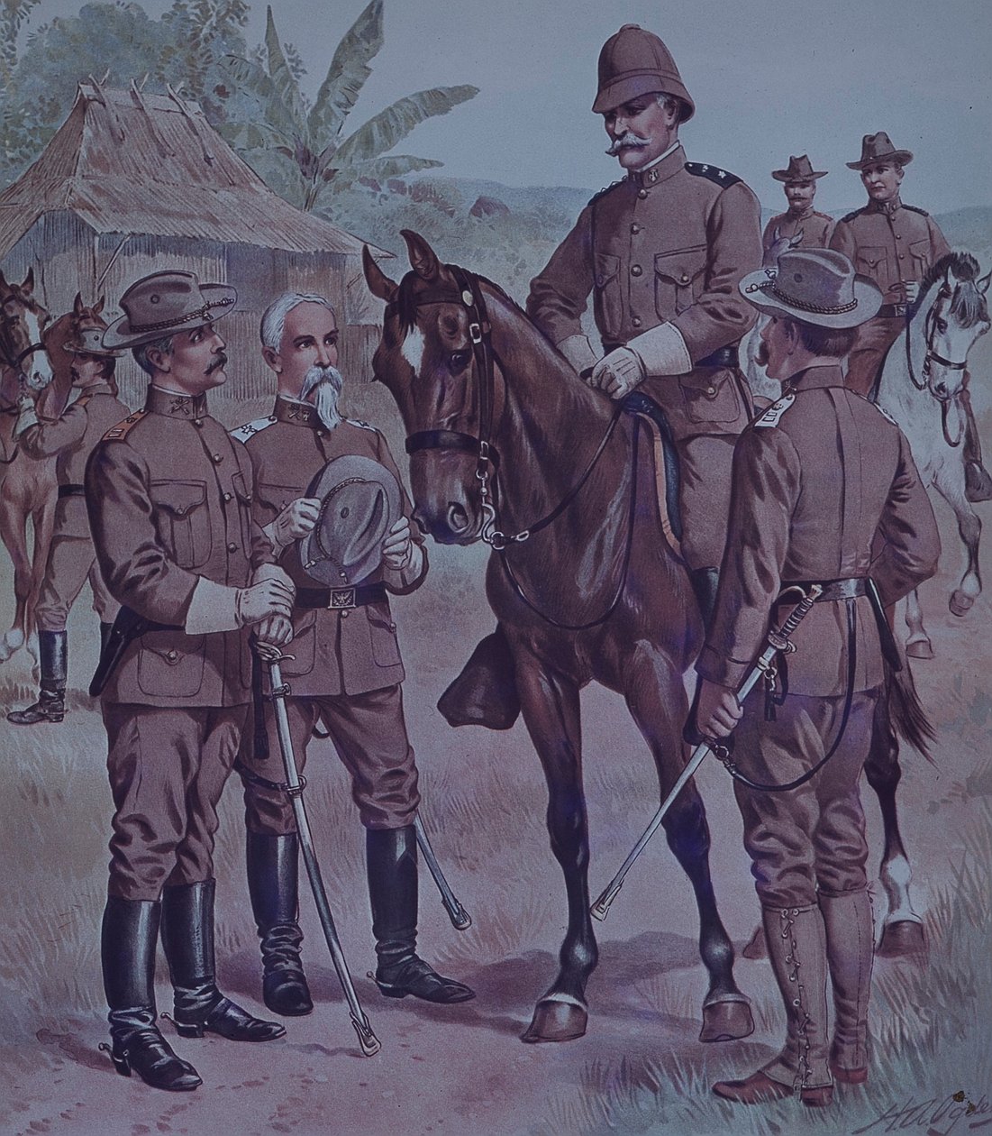 Spansk-amerikanska kriget 1898, amerikanska trupper, beriden Gen Lawton, Commander Second Division, 5th Army Corps, i Kuba av Henry Alexander Ogden
