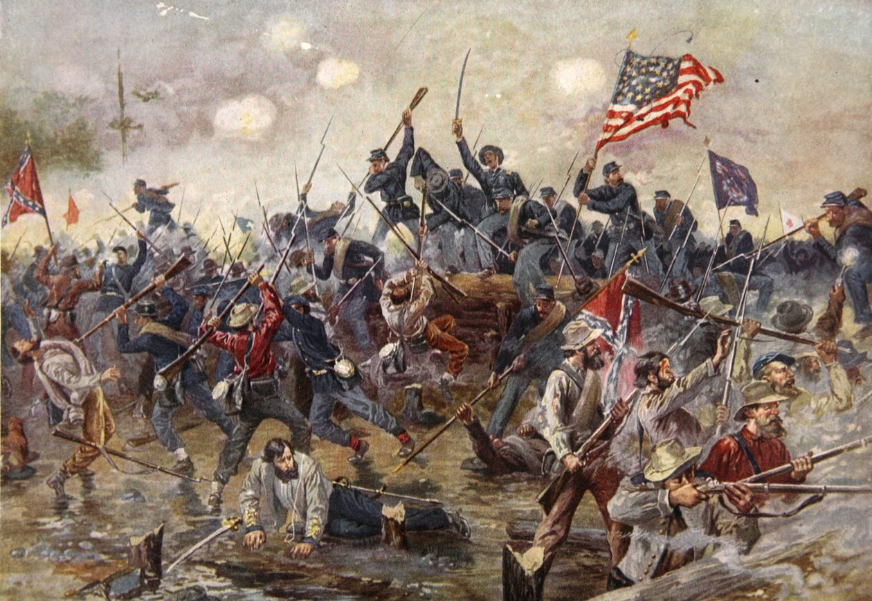 Slaget vid Spotsylvania, 8-21 maj 1864 (färglitografi) av Henry Alexander Ogden