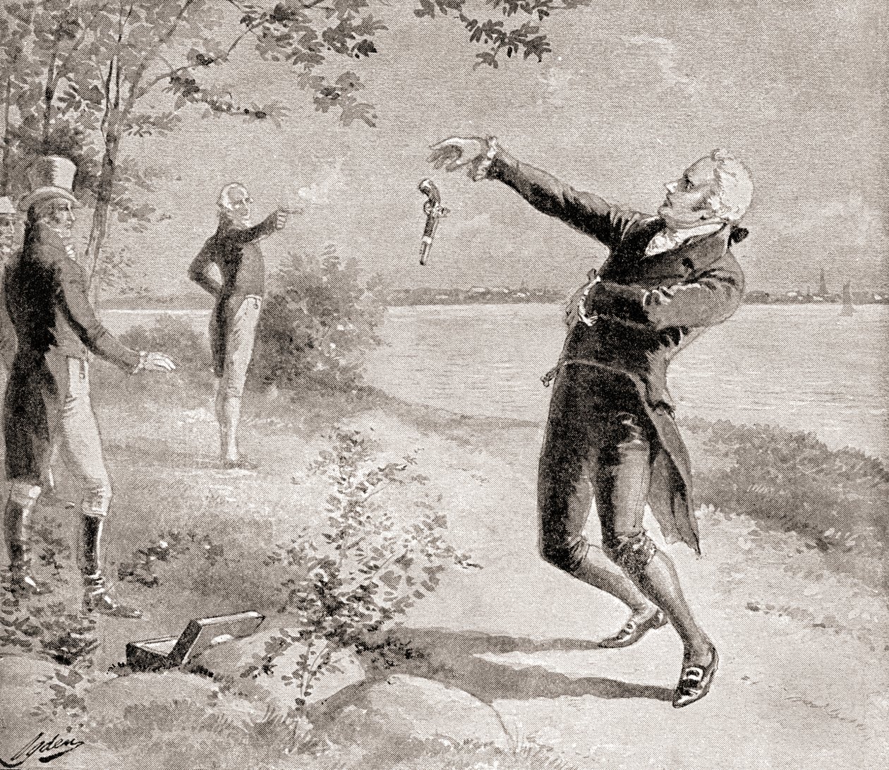 Burr?-Hamilton-duellen den 11 juli 1804, från The History of Our Country, publicerad 1905 av Henry Alexander Ogden