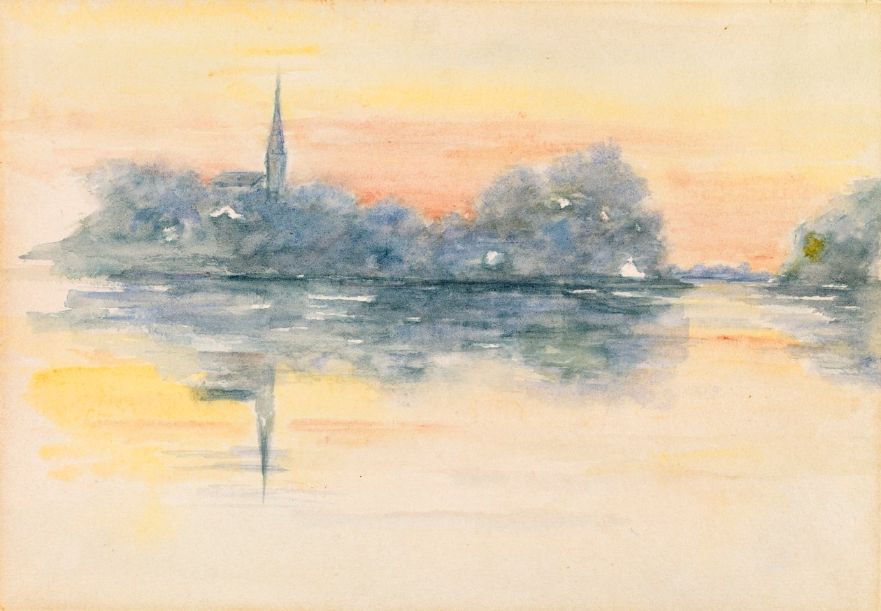 Kyrka och sjö av Henry Bacon