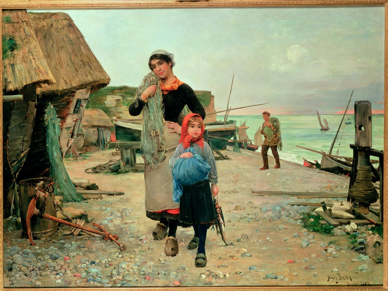 Fiskare som återvänder med sina nät, 1882 av Henry Bacon