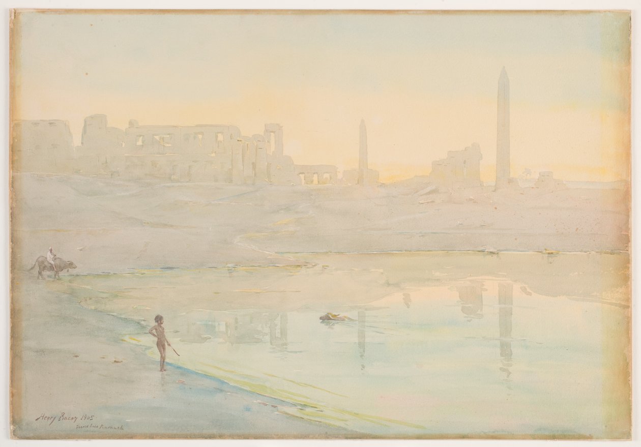 Sacred Lake, Karnak, 1905 (wc over pencil on paper) av Henry Bacon