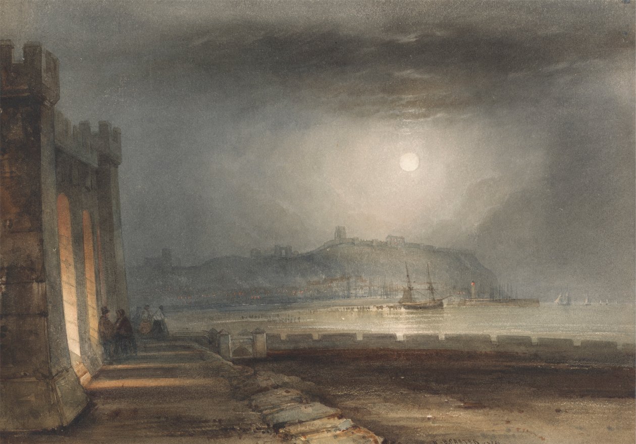 Scarborough Harbour, Yorkshire - Månsken av Henry Barlow Carter