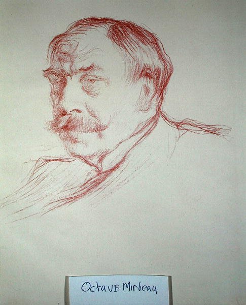 Octave Mirbeau (1848-1917) 1901 (röd krita på papper) av Henry Bataille