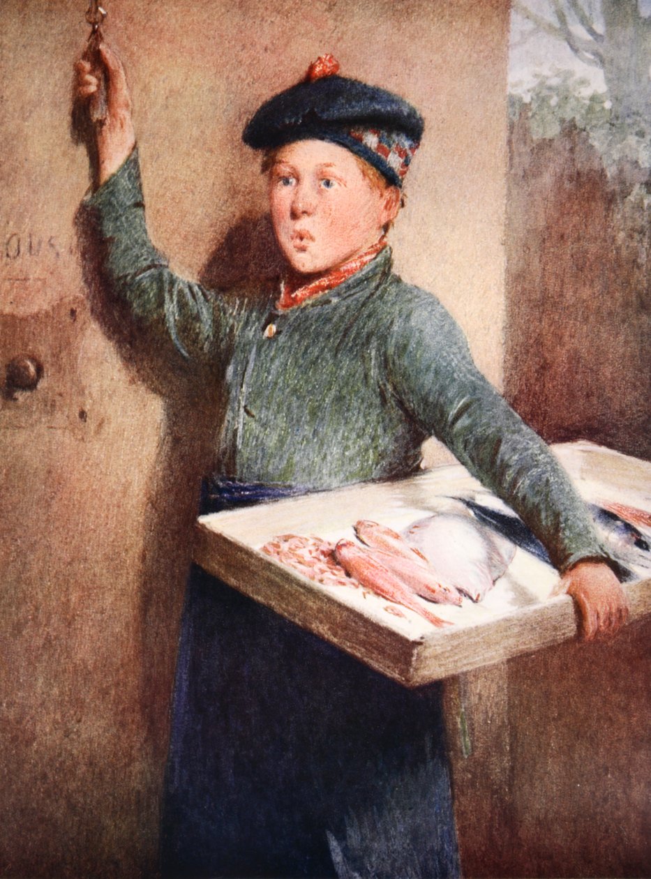 Fiskhandlarens kallelse (akvarell på papper) av Henry Benjamin Roberts