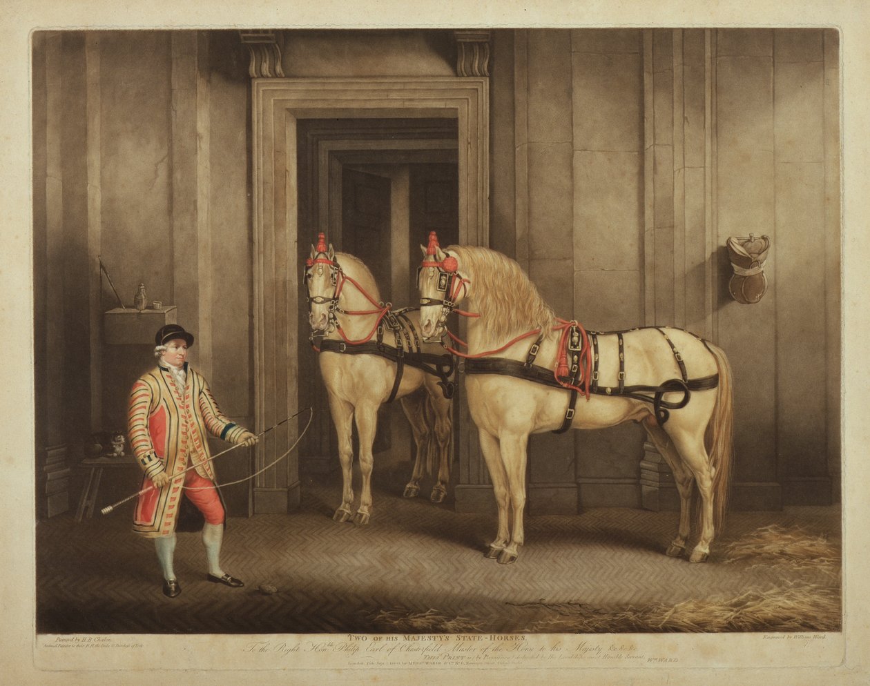 Två av His Majestys State Horses, graverade av William Ward, 1 september 1800 (mezzotint) av Henry Bernard Chalon