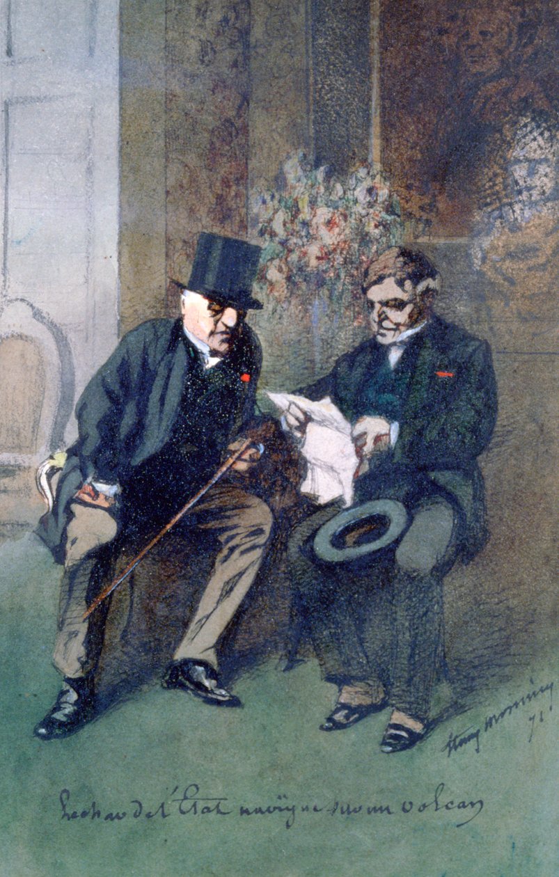 Den statliga tanken navigerar en vulkan, 1871 av Henry Bonaventure Monnier