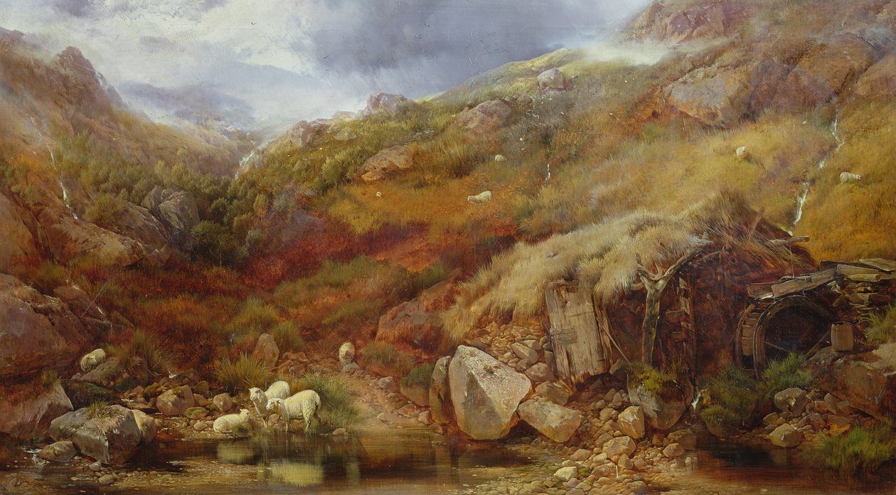 En gammal vattenkvarn i Wales av Henry Bright
