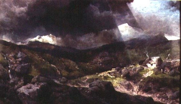 Walesisk bergsscen av Henry Bright