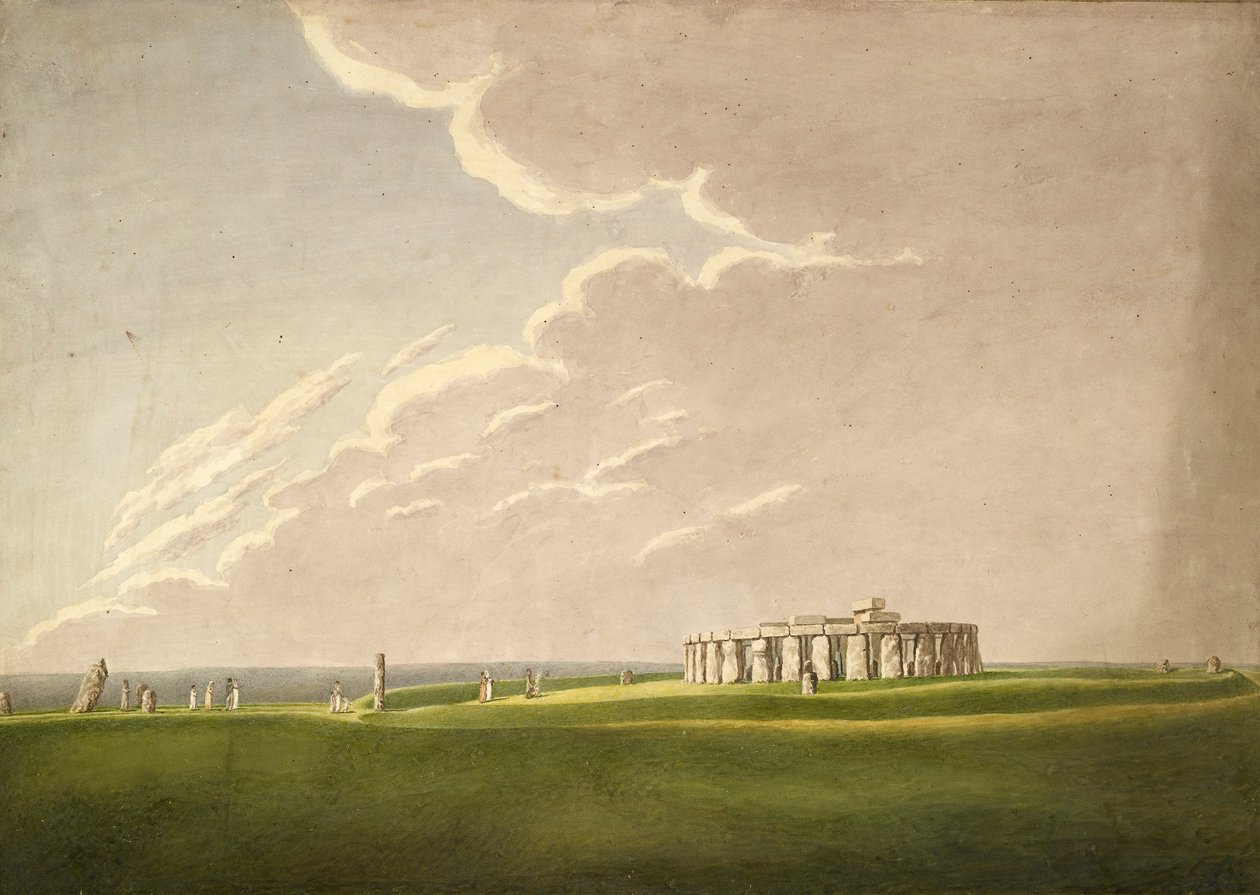 The Grand Antediluvian Temple of Stonehenge: i sitt ursprungliga skick från norr, 1824-1839 av Henry Browne
