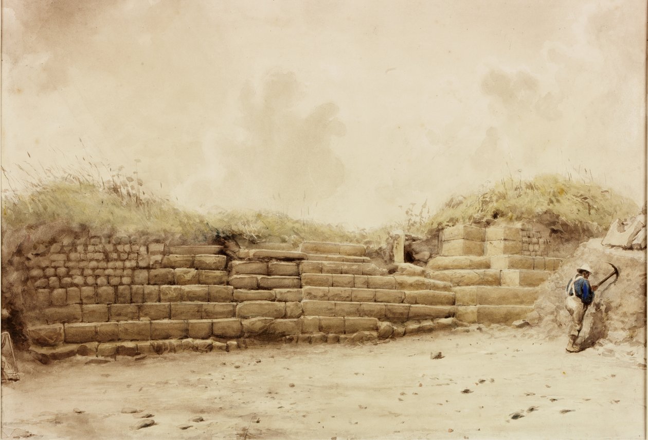Husgårdar, ca 1848 (penna och akvarell på papper) av Henry Burdon Richardson