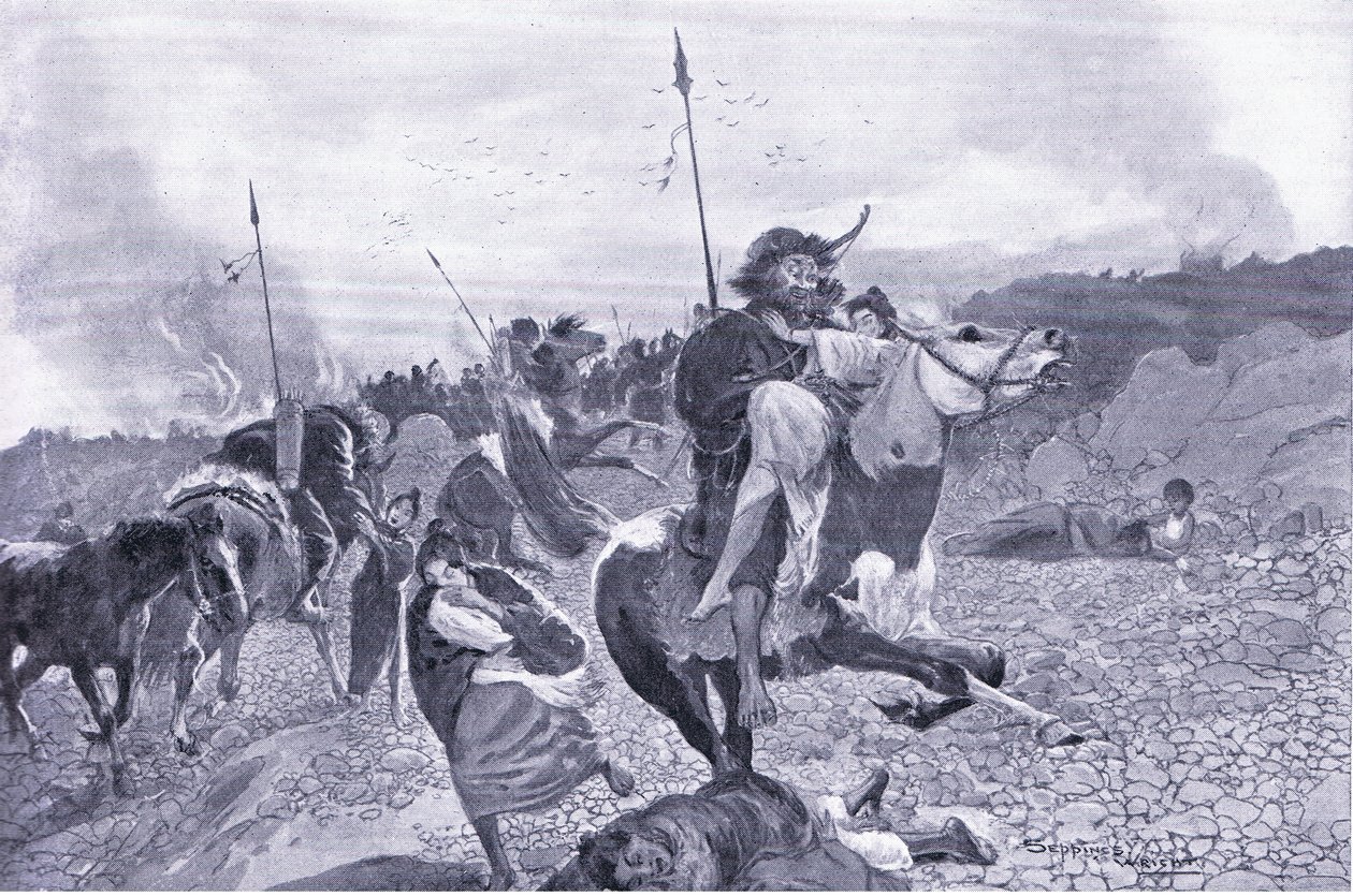 Ett tidigt Hun-razzia 180 f.Kr av Henry Charles Seppings Wright