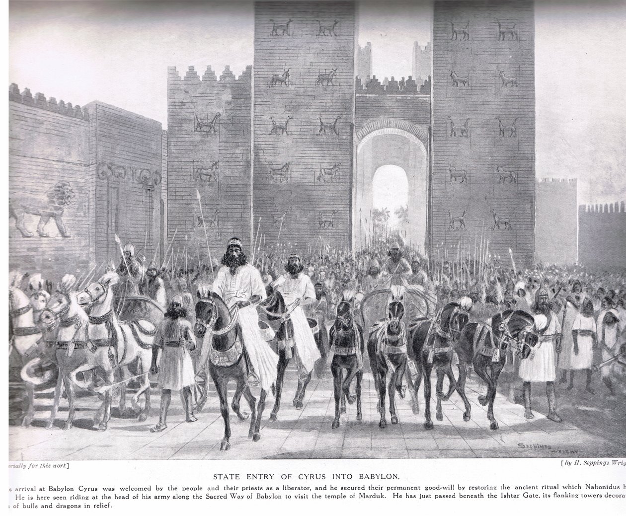 Cyrus inträde i Babylon, illustration från 