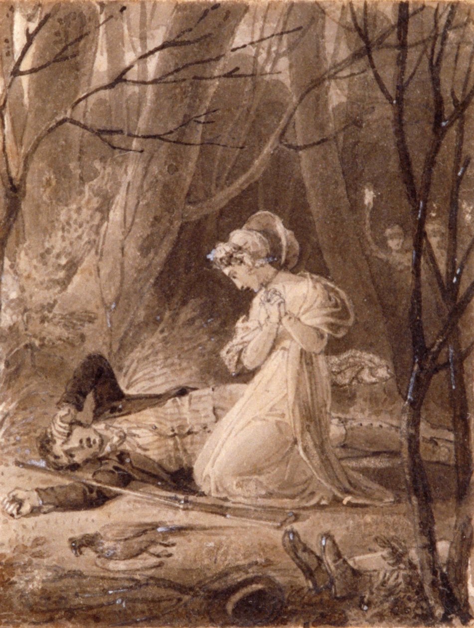 Scen från George Crabbes Tales of the Hall, 1800-talet. av Henry Corbould