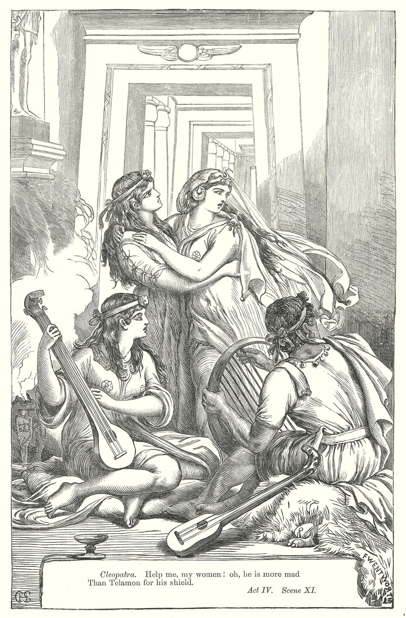 Antonius och Kleopatra (gravyr) av Henry Courtney (after) Selous