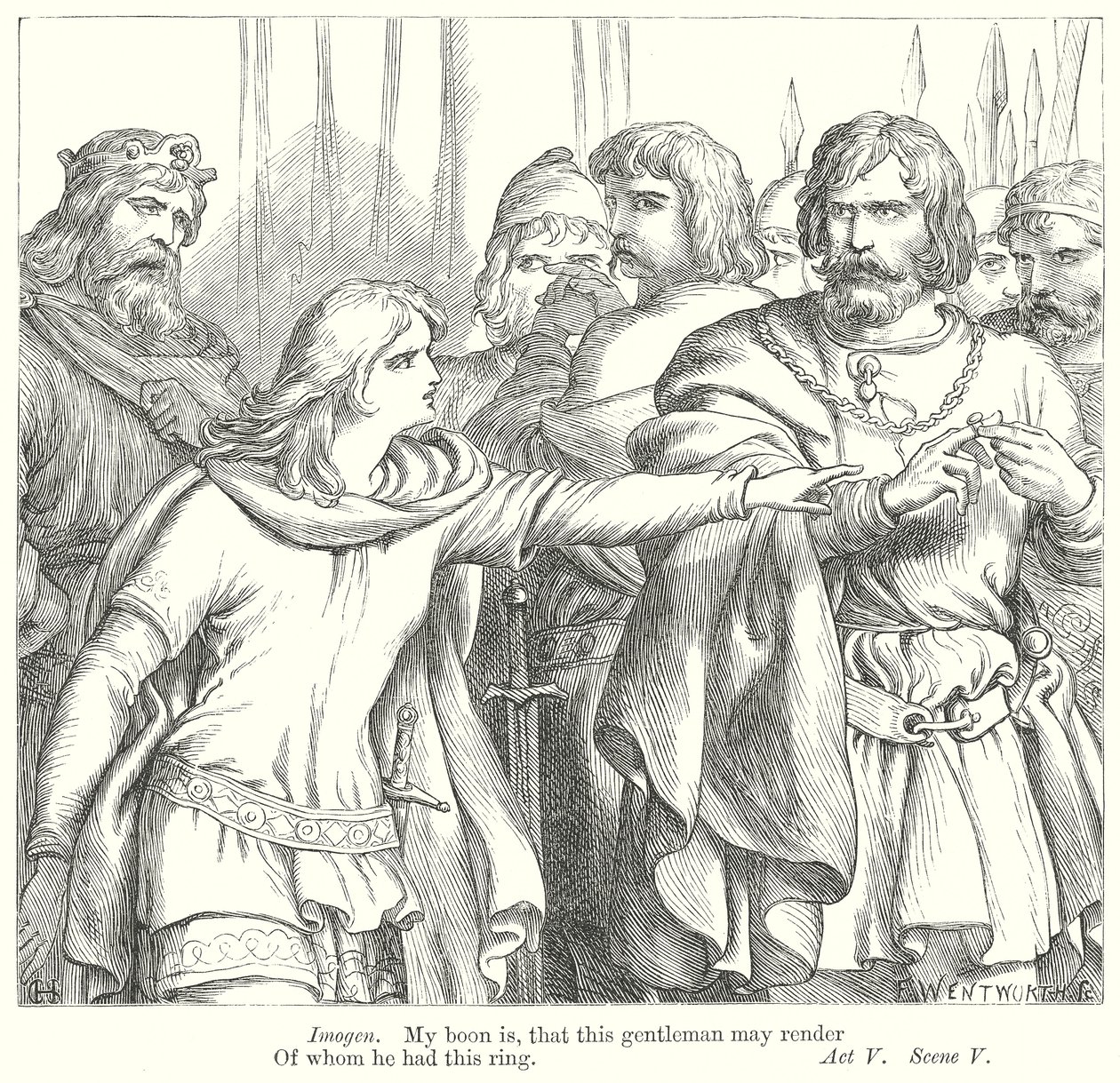 Cymbeline (gravyr) av Henry Courtney (after) Selous