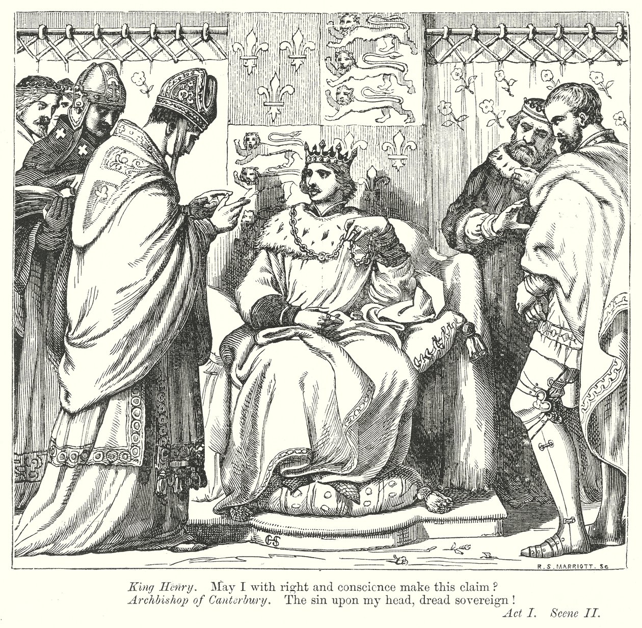 Kung Henrik V (gravyr) av Henry Courtney (after) Selous