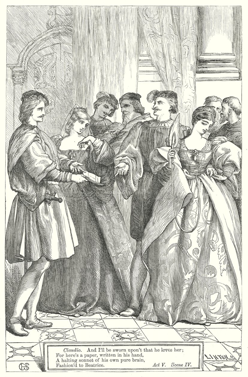 Mycket väsen för ingenting (gravyr) av Henry Courtney (after) Selous