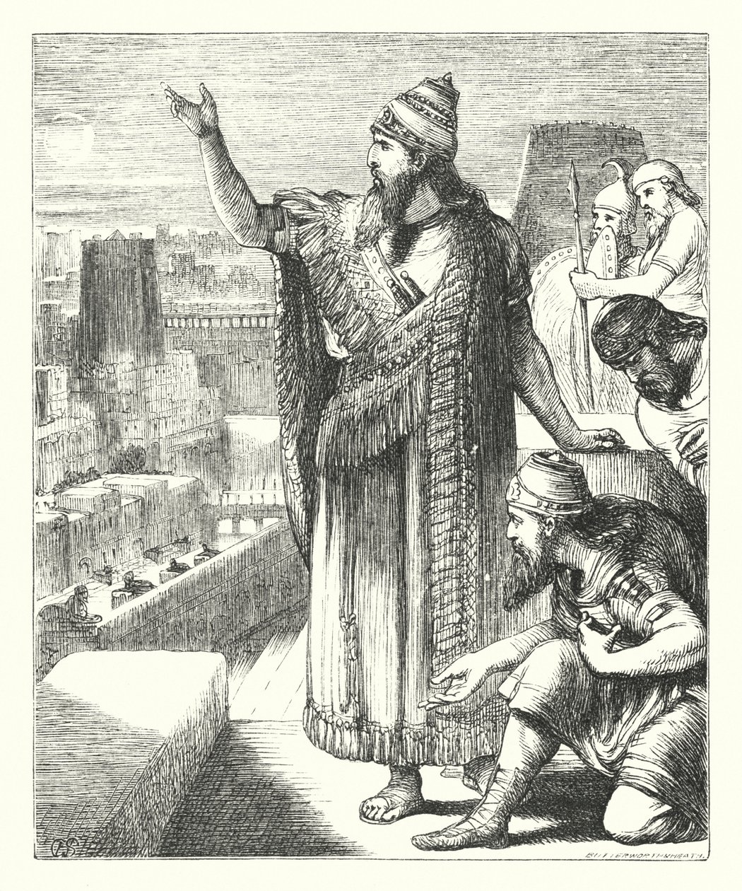 Nebukadnessar i Babylon (gravyr) av Henry Courtney (after) Selous