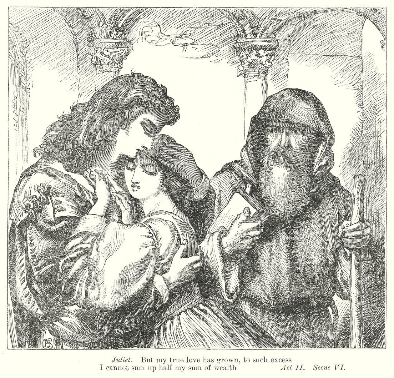 Romeo och Julia (gravyr) av Henry Courtney (after) Selous