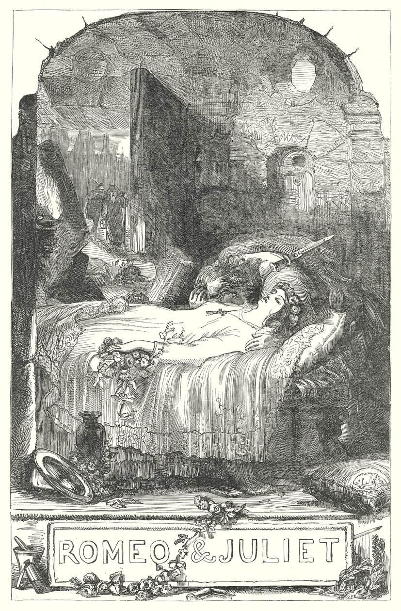 Romeo och Julia (gravyr) av Henry Courtney (after) Selous