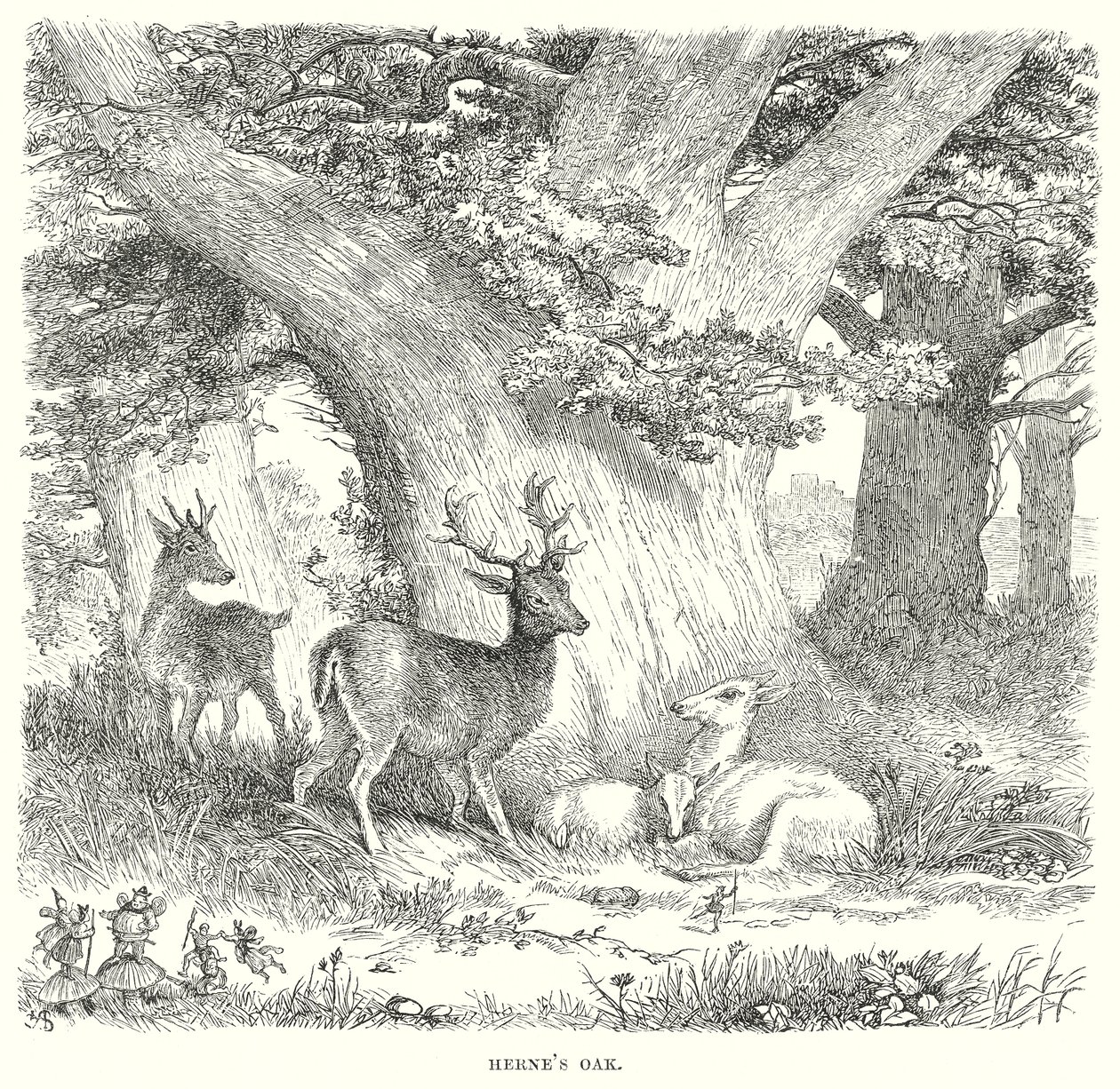 De glada fruarna i Windsor (gravyr) av Henry Courtney (after) Selous