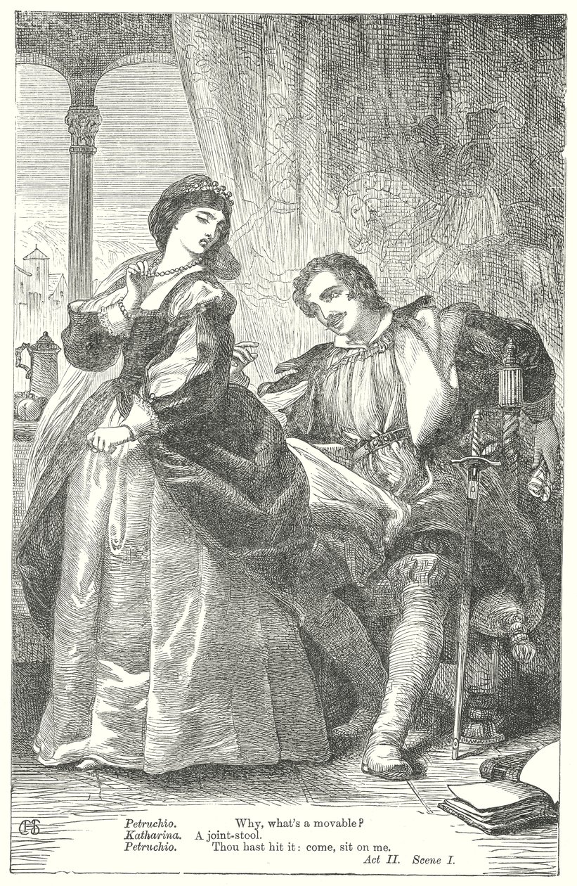 The Taming of the Shrew (gravyr) av Henry Courtney (after) Selous