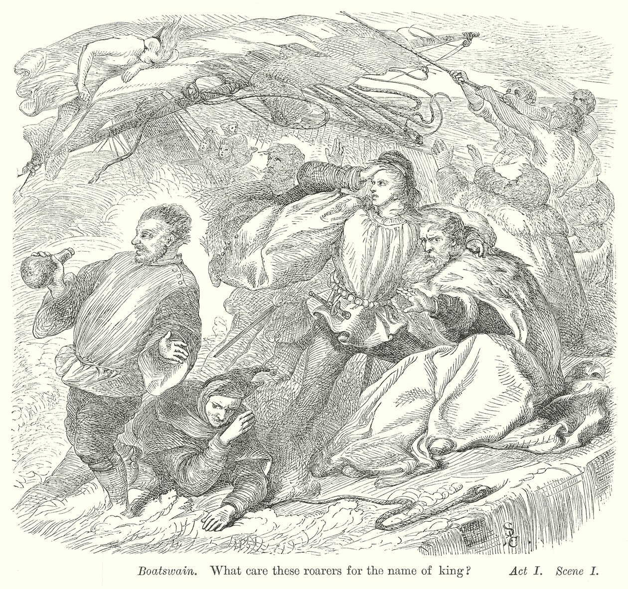 Stormen (gravyr) av Henry Courtney (after) Selous
