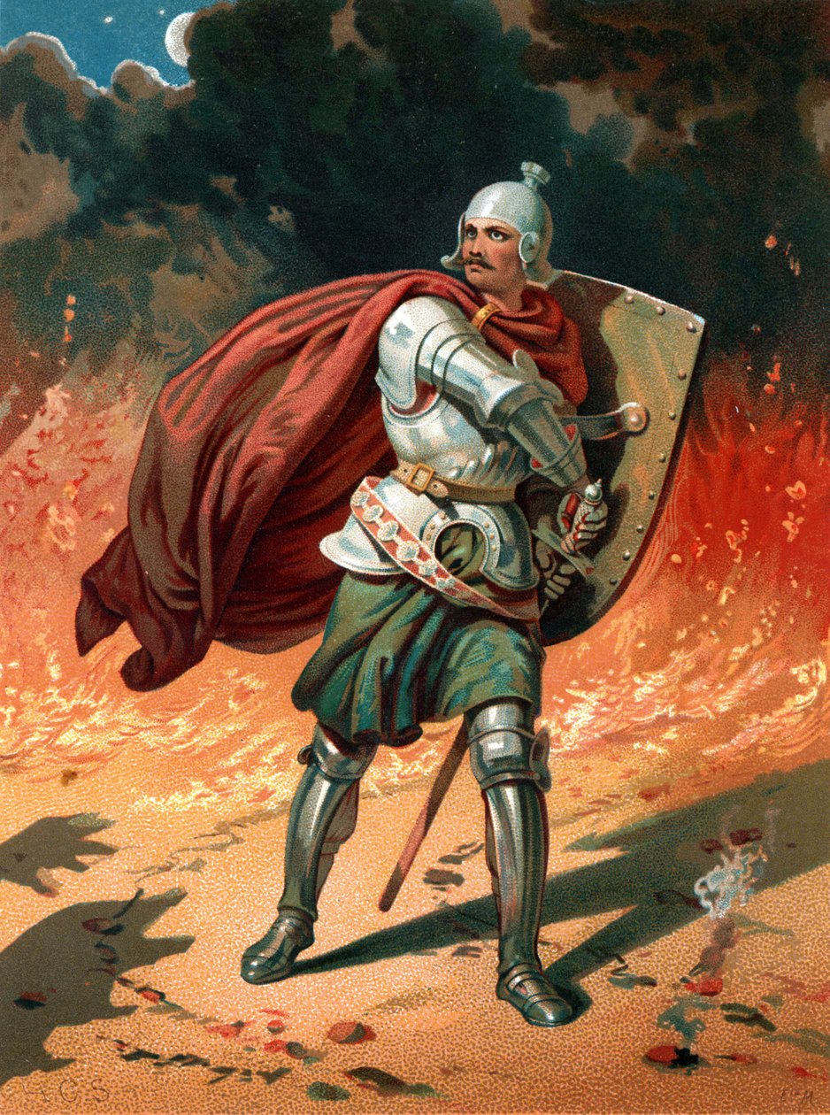 "Christian, titelns pilgrim, i strid med Apollyon, förstöraren, ängeln från den bottenlösa gropen" av Henry Courtney Selous